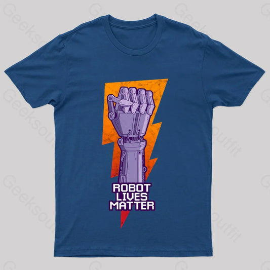 Robot Lives Matter Asimov Classic Nerd T-Shirt Navy / S