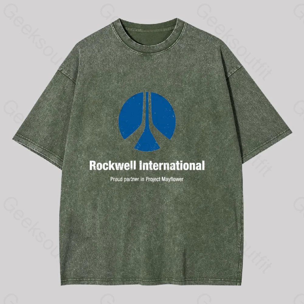 Rockwell International Close Encounters Washed T-Shirt Army Green / S