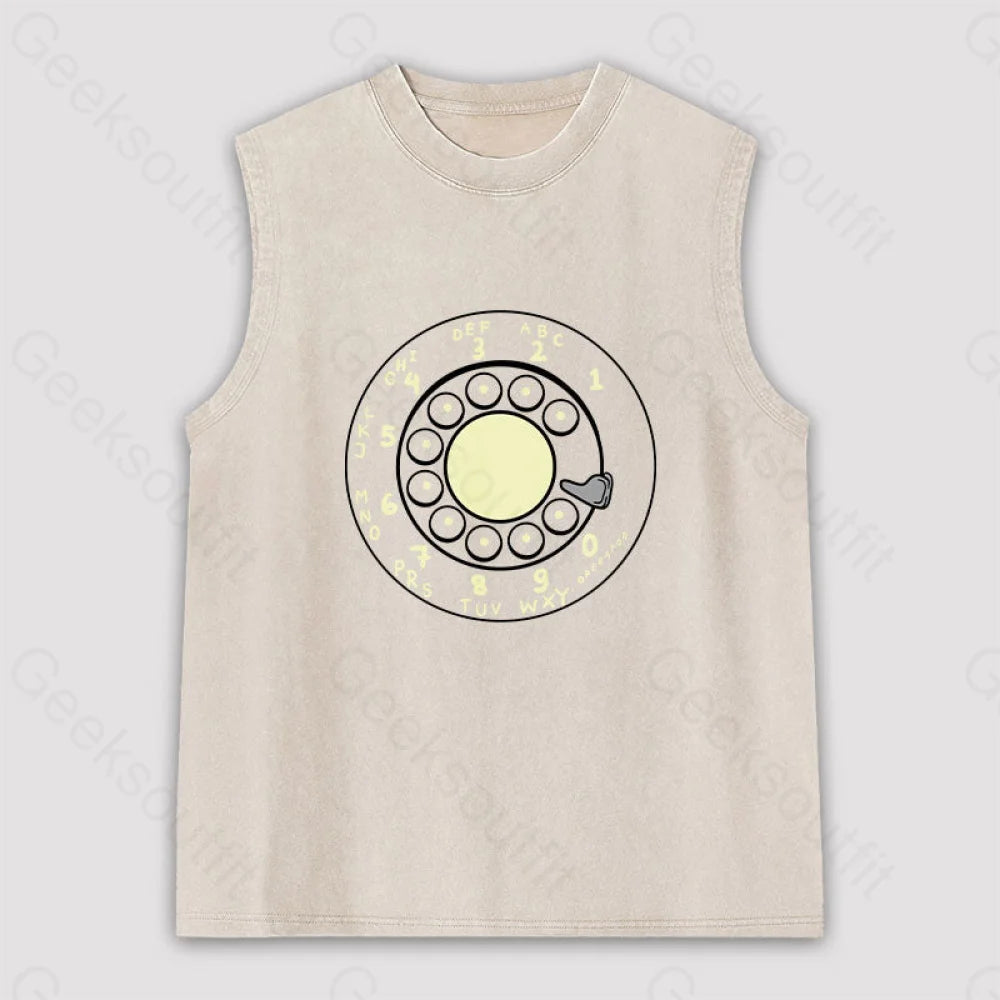 Rotary Dial Vintage Unisex Washed Tank Apricot / S