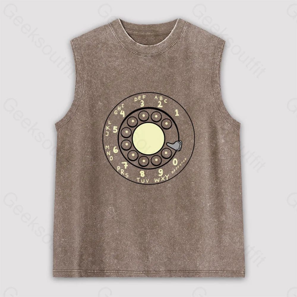 Rotary Dial Vintage Unisex Washed Tank Brown / S