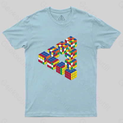 Rubiks Triangle T-Shirt Light Blue / S