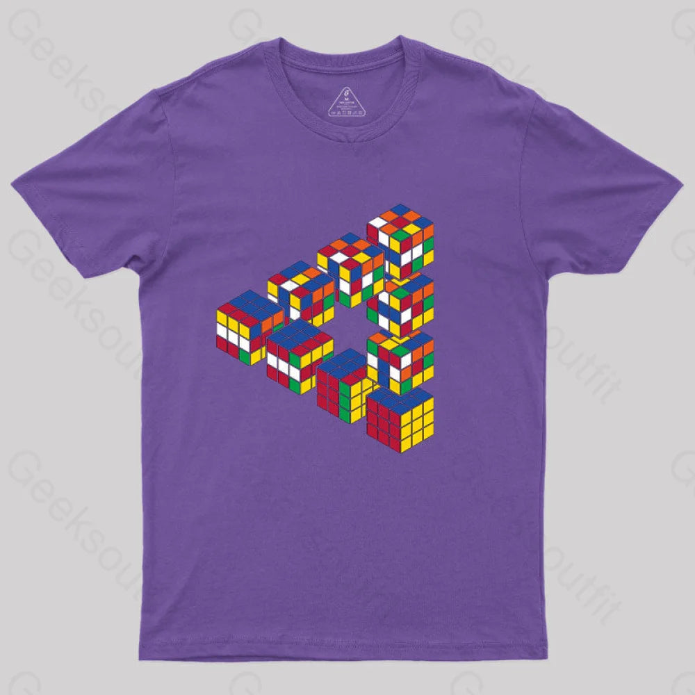 Rubiks Triangle T-Shirt Purple / S