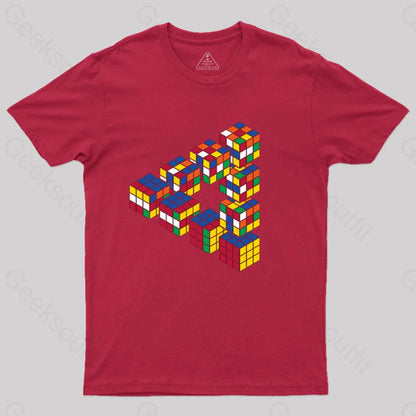 Rubiks Triangle T-Shirt Red / S