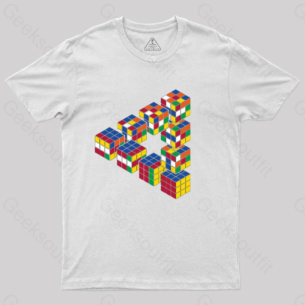 Rubiks Triangle T-Shirt White / S