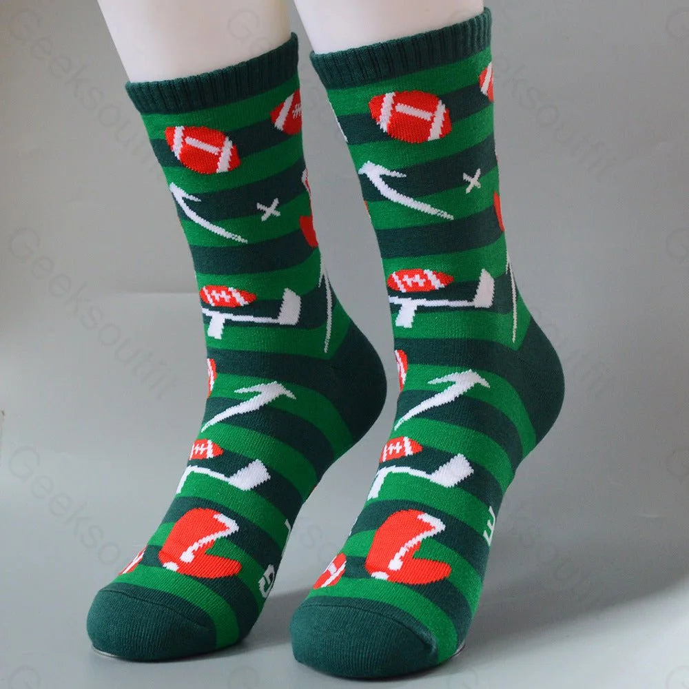 Rugby Pattern Men's Crew Socks - Geeksoutfit