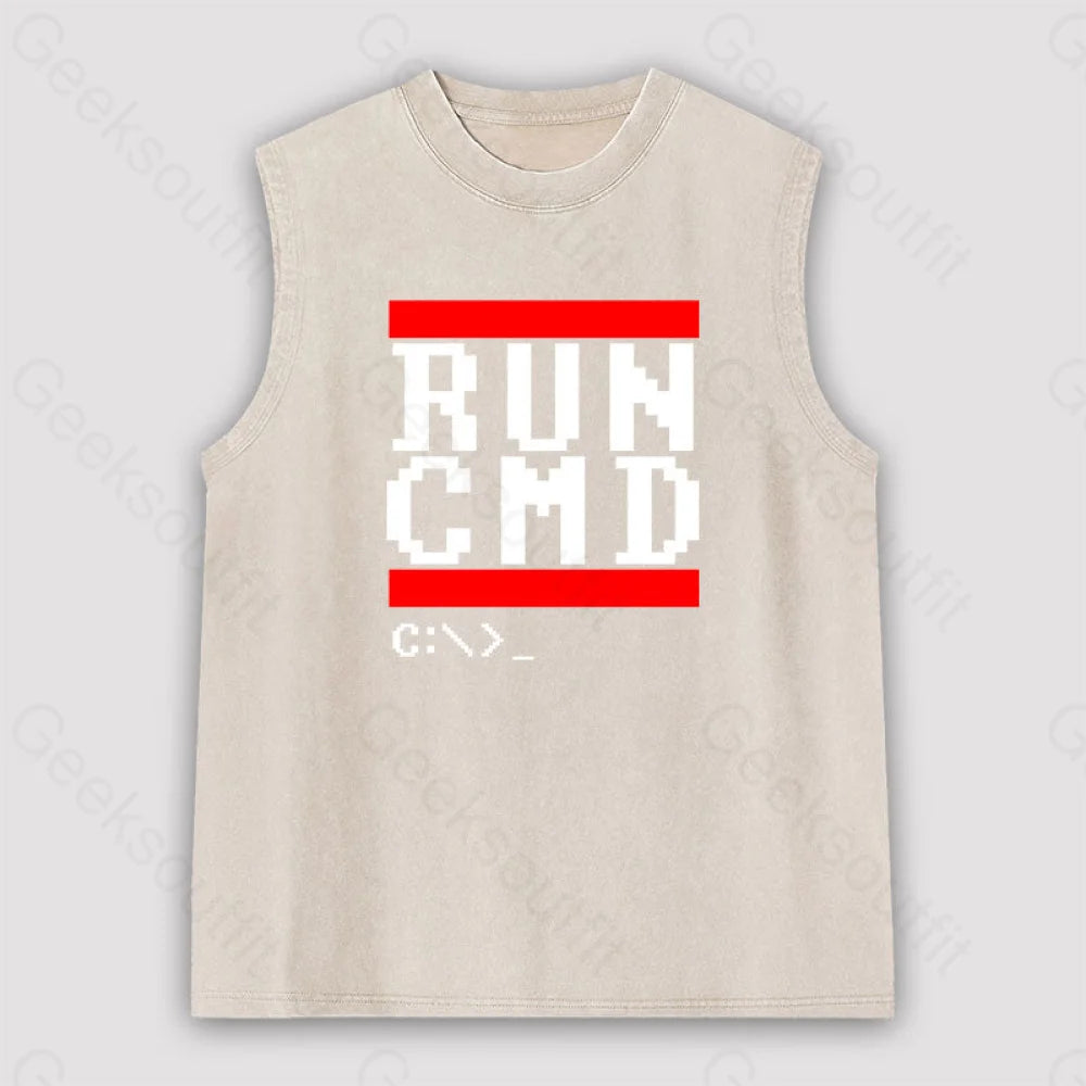 Run Cmd It Unisex Washed Tank Apricot / S