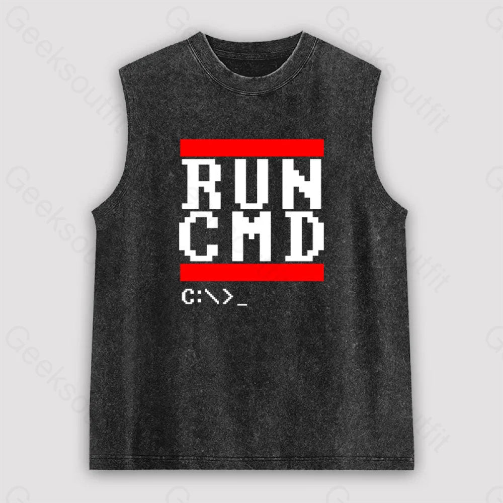 Run Cmd It Unisex Washed Tank Black / S