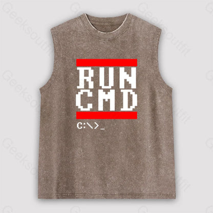 Run Cmd It Unisex Washed Tank Brown / S