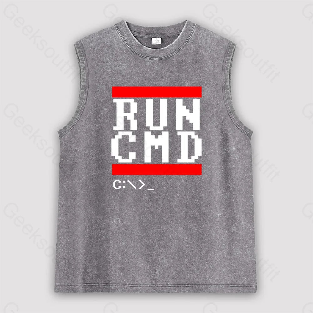 Run Cmd It Unisex Washed Tank Grey / S