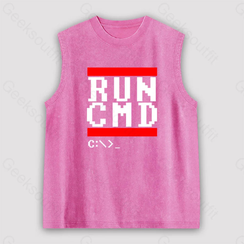 Run Cmd It Unisex Washed Tank Pink / S