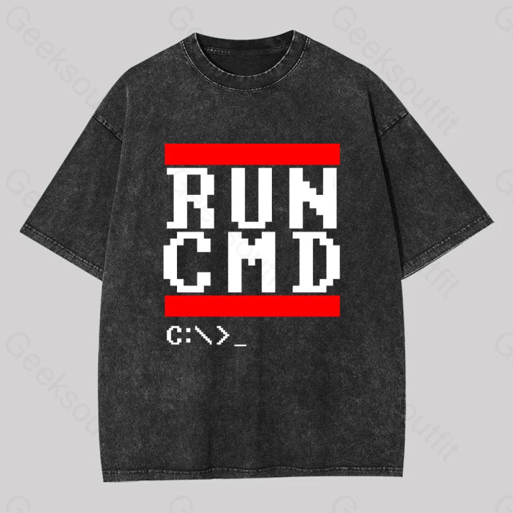 Run Cmd It Washed T-Shirt Black / S