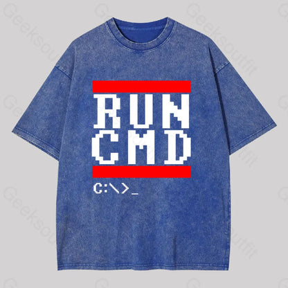 Run Cmd It Washed T-Shirt Blue / S