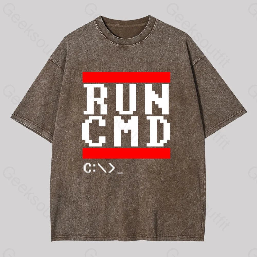 Run Cmd It Washed T-Shirt Coffee / S