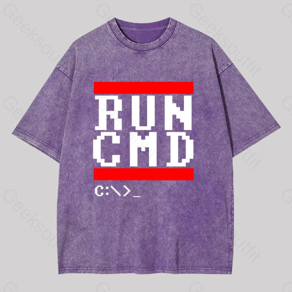 Run Cmd It Washed T-Shirt Purple / S