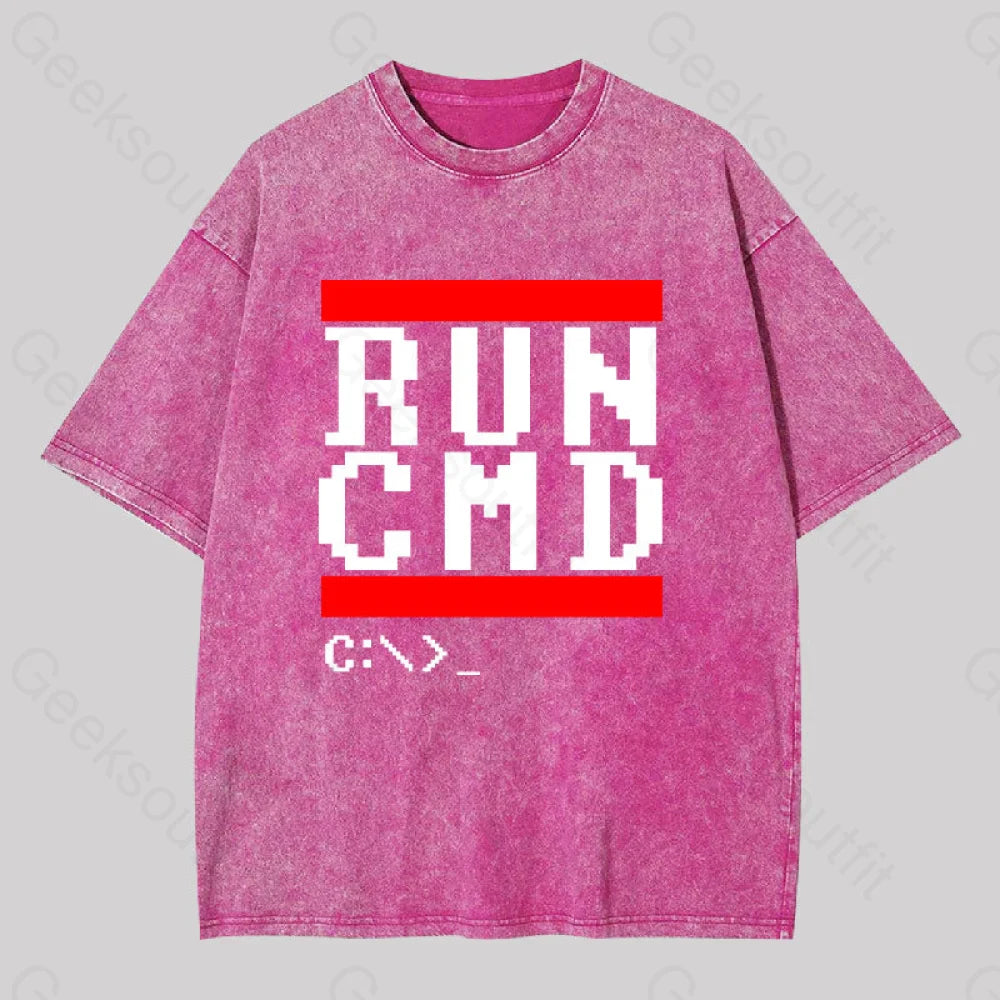 Run Cmd It Washed T-Shirt Rose Red / S