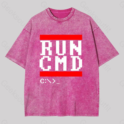 Run Cmd It Washed T-Shirt Rose Red / S