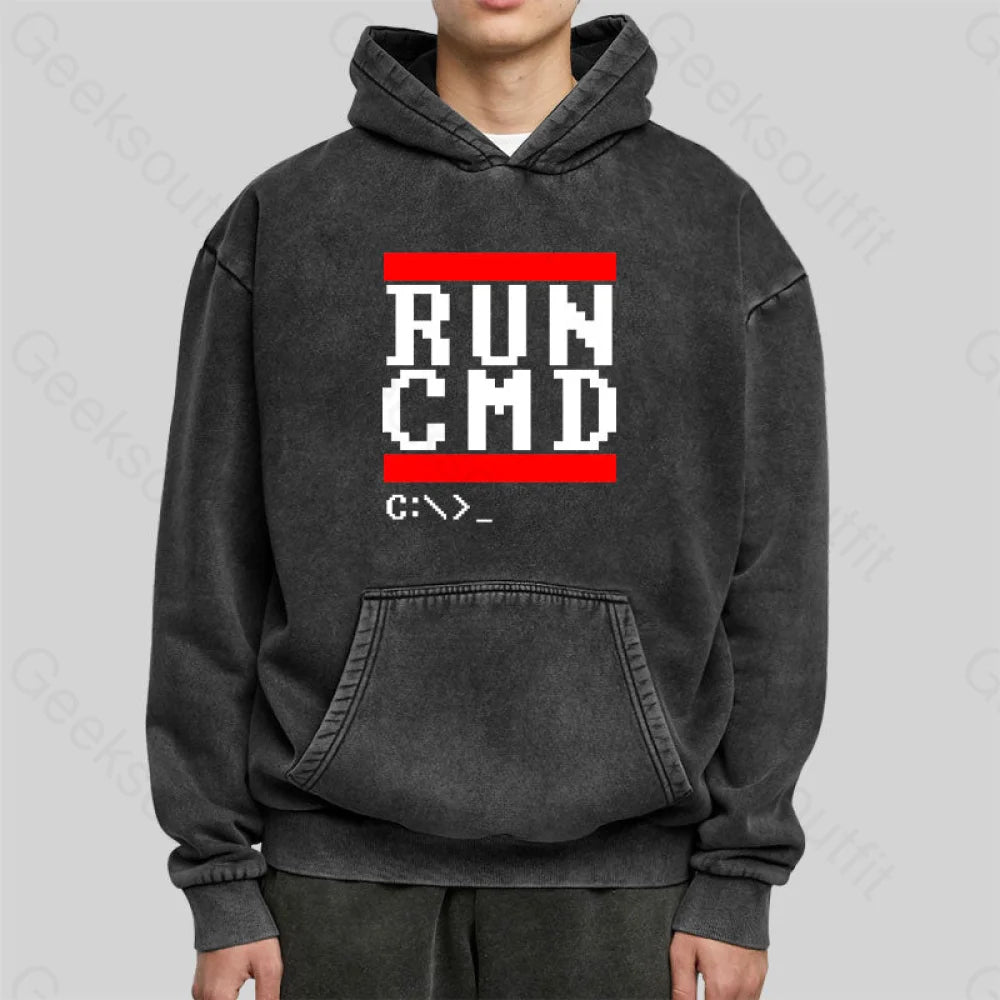 Run Cmd Washed Hoodie