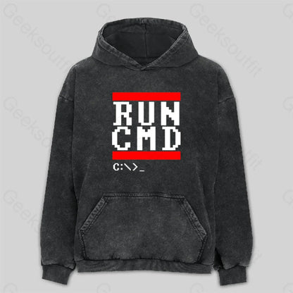 Run Cmd Washed Hoodie M