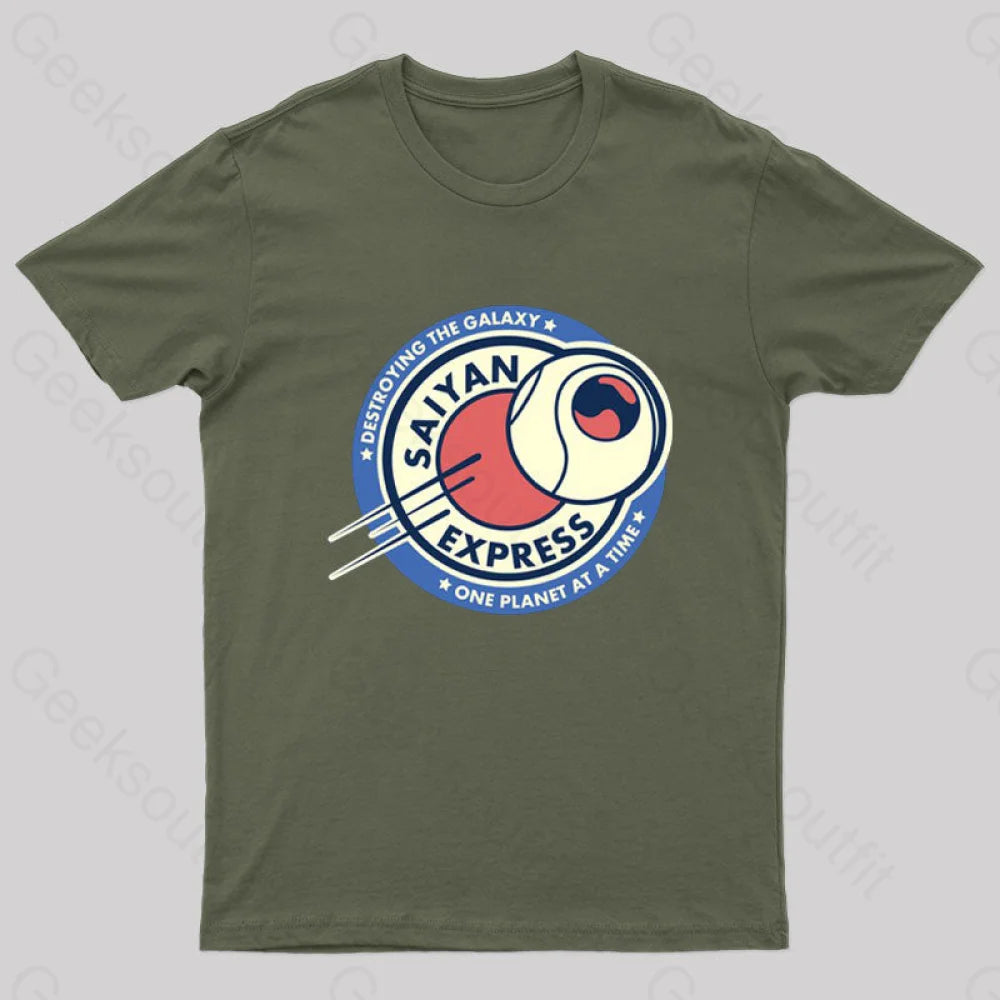 Saiyan Express Nerd T-Shirt Army Green / S