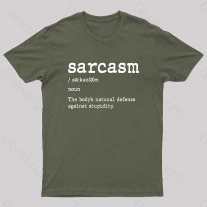 Sarcasm Definition Geek T-Shirt Army Green / S