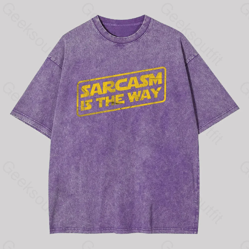 Sarcasm Is The Way Geek Washed T-Shirt Purple / S