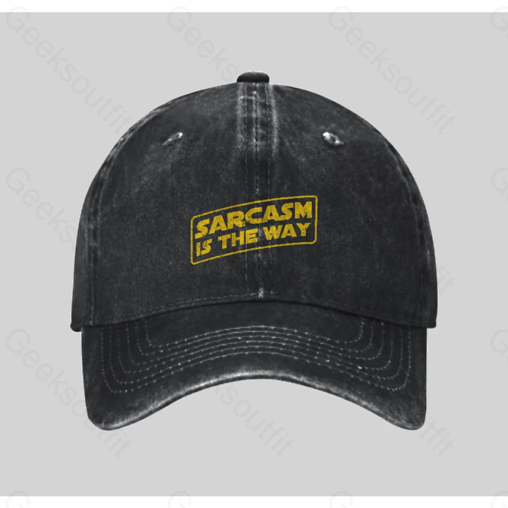 Sarcasm Is The Way Washed Vintage Baseball Cap Black