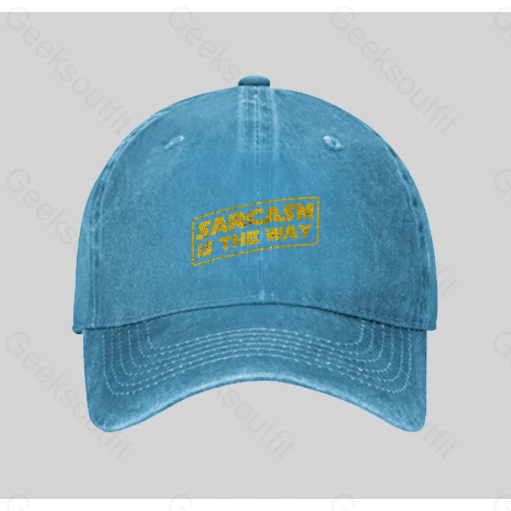 Sarcasm Is The Way Washed Vintage Baseball Cap Blue