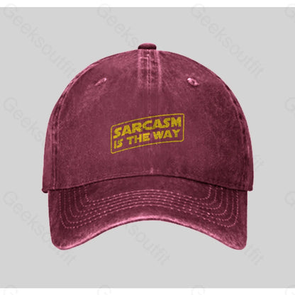 Sarcasm Is The Way Washed Vintage Baseball Cap Red