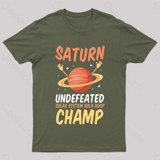 Saturn Undefeated Hula Hoop Champ Geek T-Shirt Army Green / S