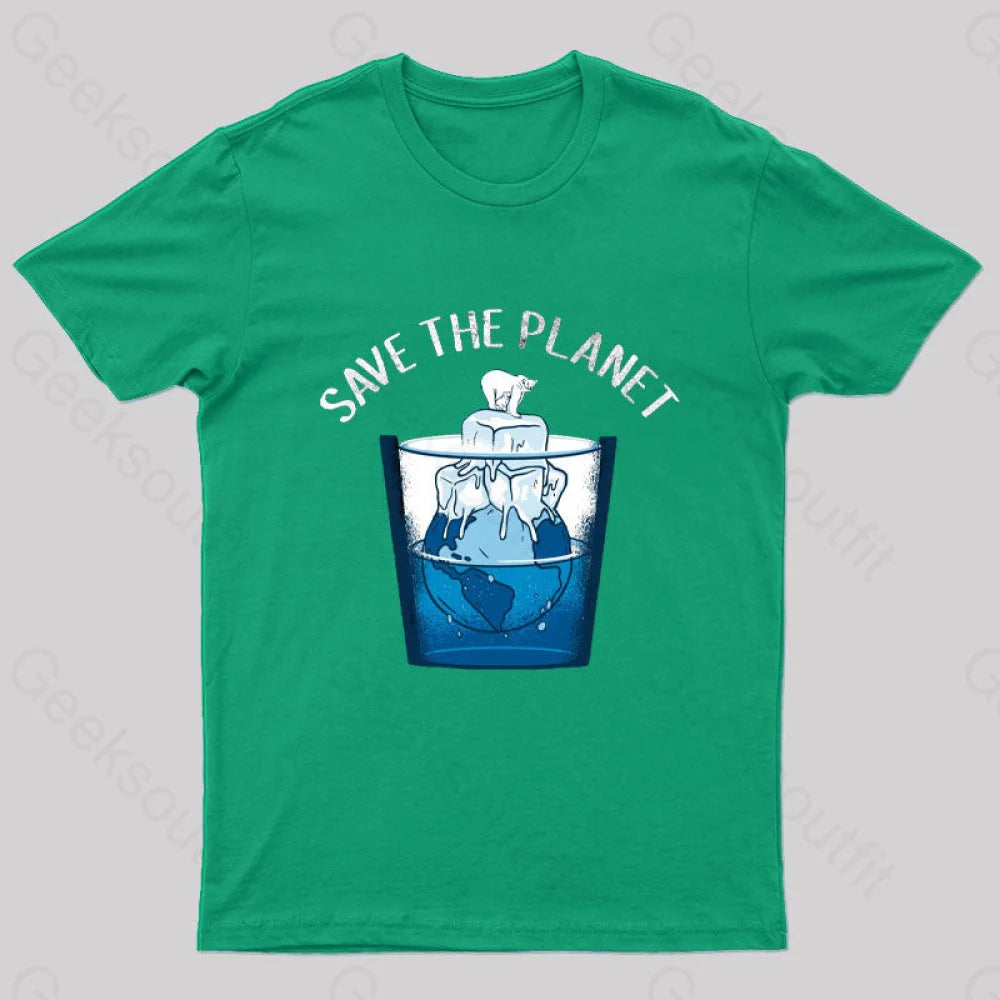 Save The Planet Nerd T-Shirt Green / S