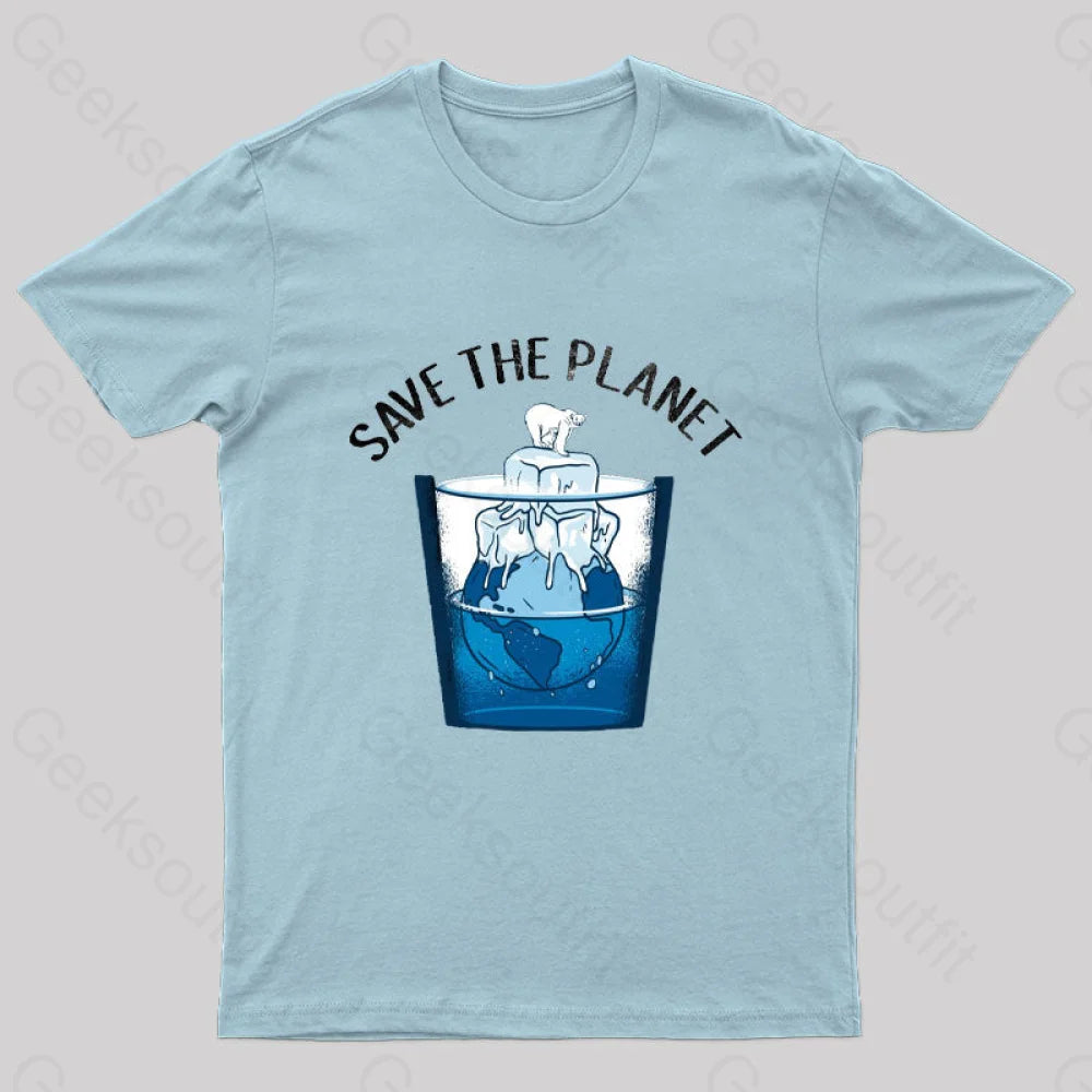 Save The Planet Nerd T-Shirt Light Blue / S