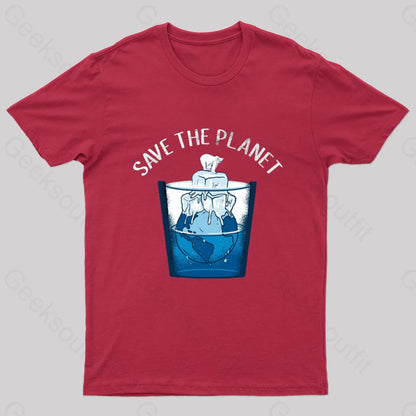 Save The Planet Nerd T-Shirt Red / S