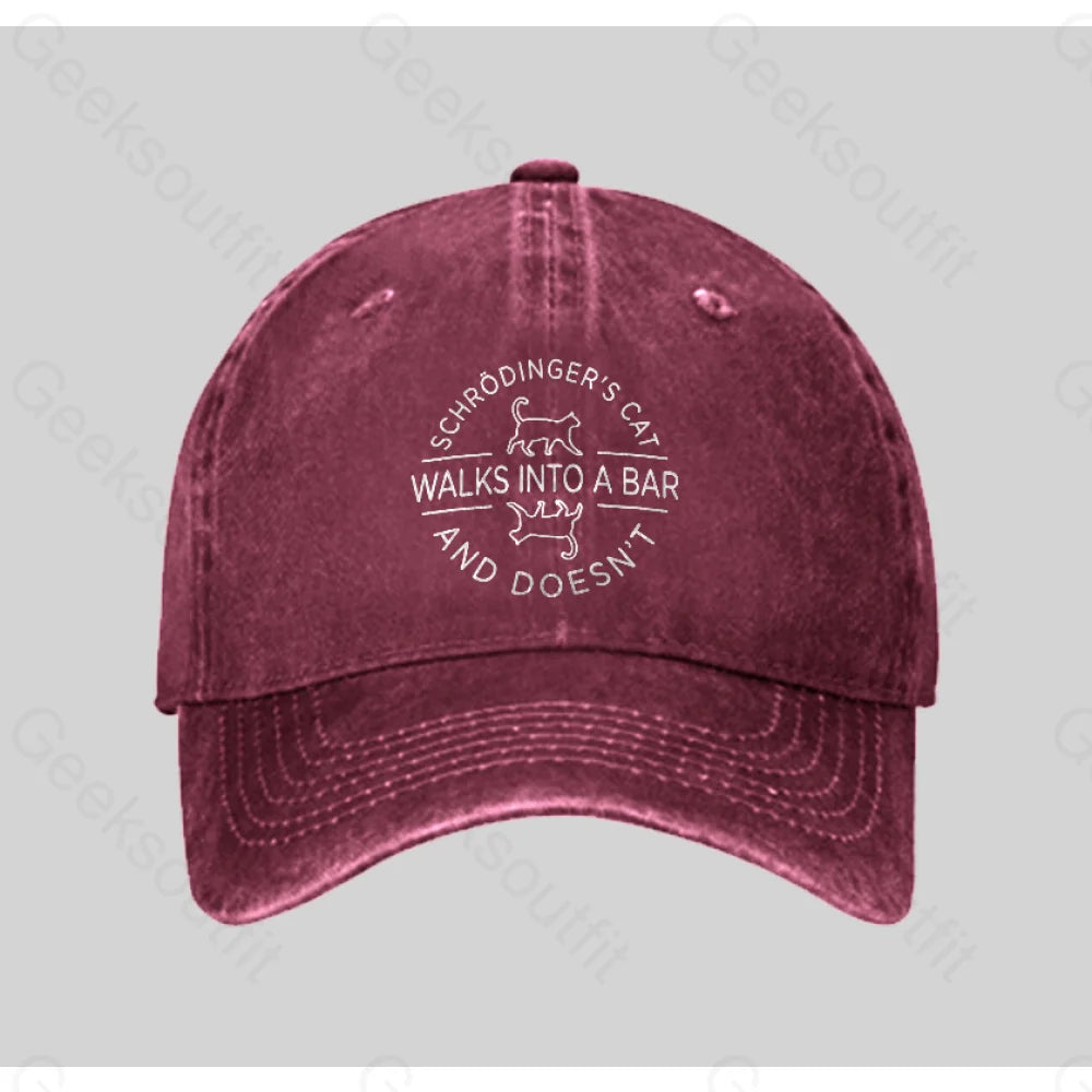 Schrodinger’s Cat Washed Vintage Baseball Cap Red