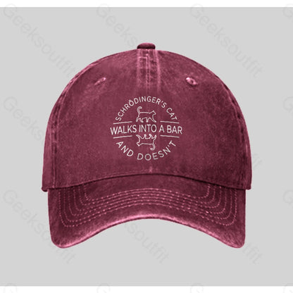 Schrodinger’s Cat Washed Vintage Baseball Cap Red