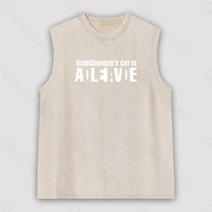 Schrödinger’s Cat Adleiavde Unisex Washed Tank Apricot / S