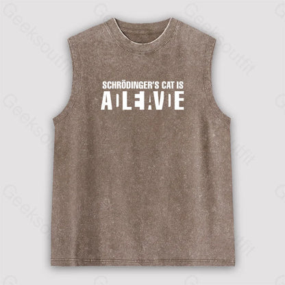 Schrödinger’s Cat Adleiavde Unisex Washed Tank Brown / S