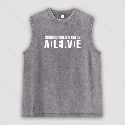 Schrödinger’s Cat Adleiavde Unisex Washed Tank Grey / S