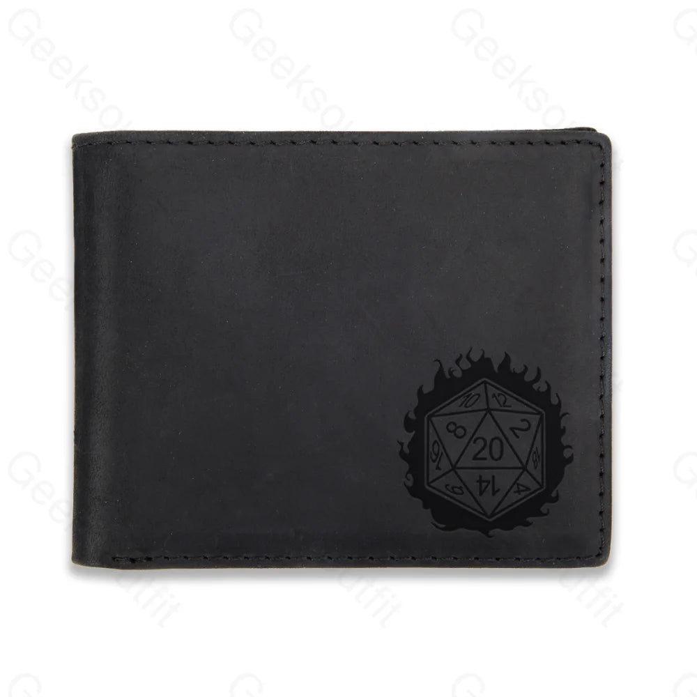 Sci-Fi Logo Engraved Leather Wallet Black / D19