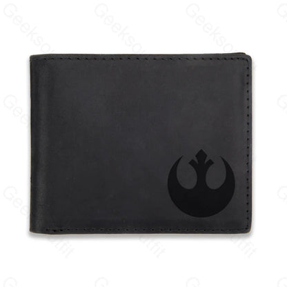 Sci-Fi Logo Engraved Leather Wallet Black / D21