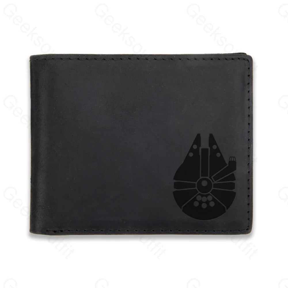 Sci-Fi Logo Engraved Leather Wallet Black / D24