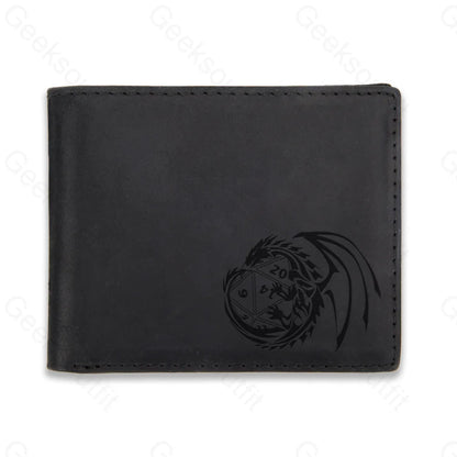 Sci-Fi Logo Engraved Leather Wallet Black / D26