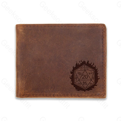 Sci-Fi Logo Engraved Leather Wallet Espress / D19