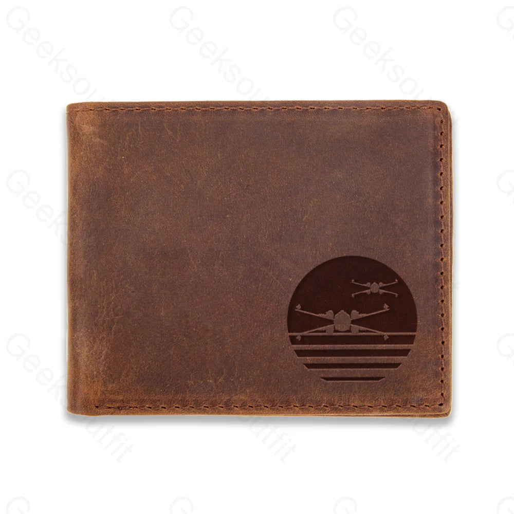 Sci-Fi Logo Engraved Leather Wallet Espress / D22