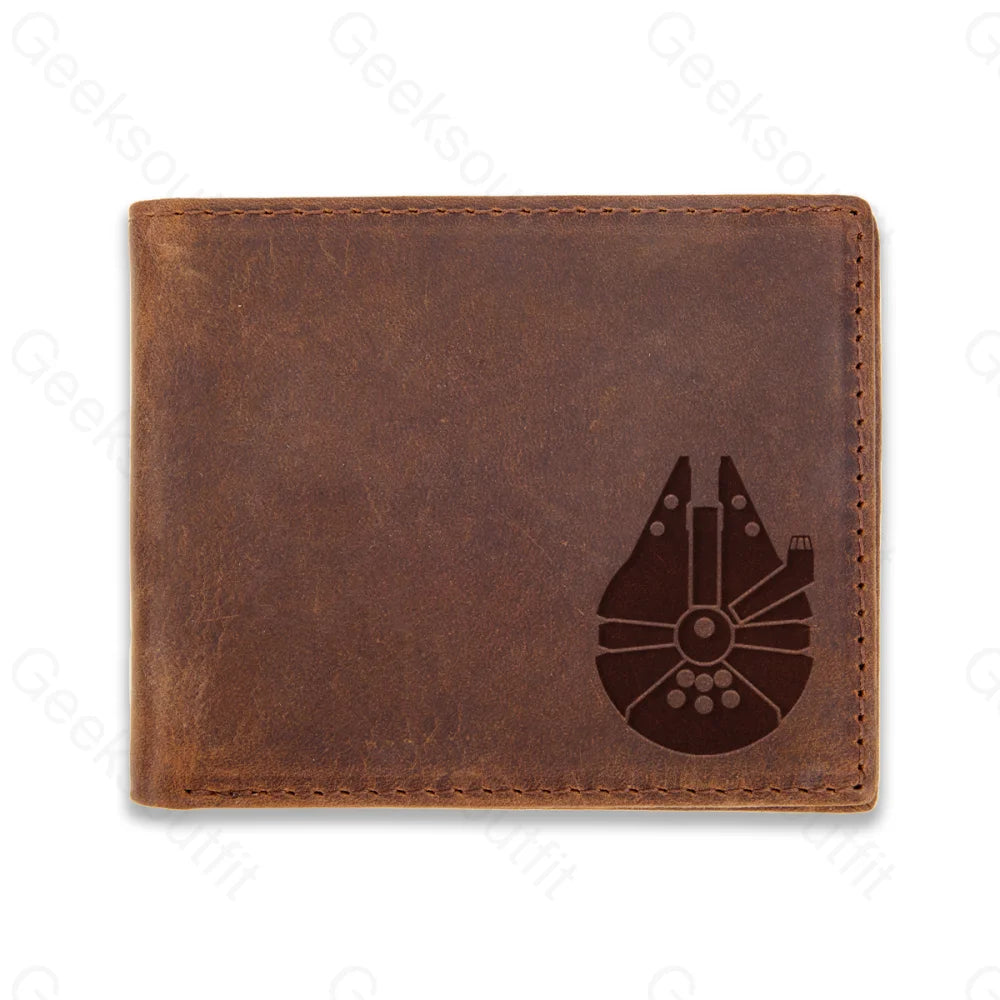 Sci-Fi Logo Engraved Leather Wallet Espress / D24