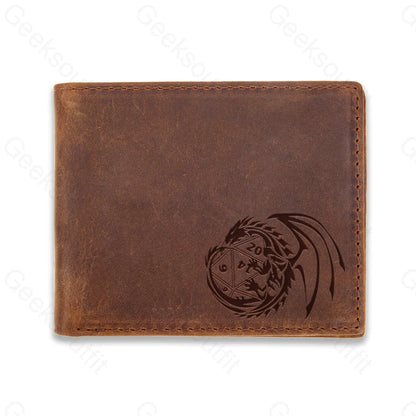 Sci-Fi Logo Engraved Leather Wallet Espress / D26