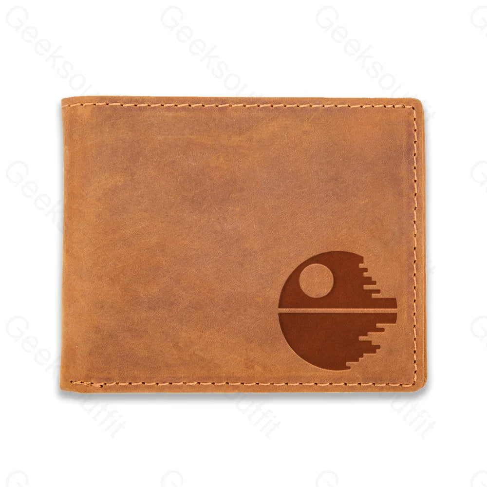 Sci-Fi Logo Engraved Leather Wallet Tan / D20