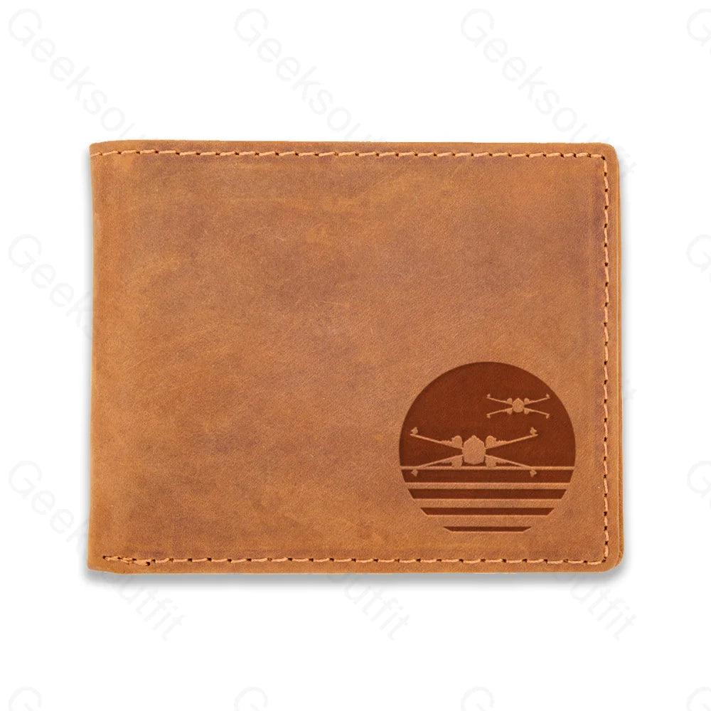 Sci-Fi Logo Engraved Leather Wallet Tan / D22