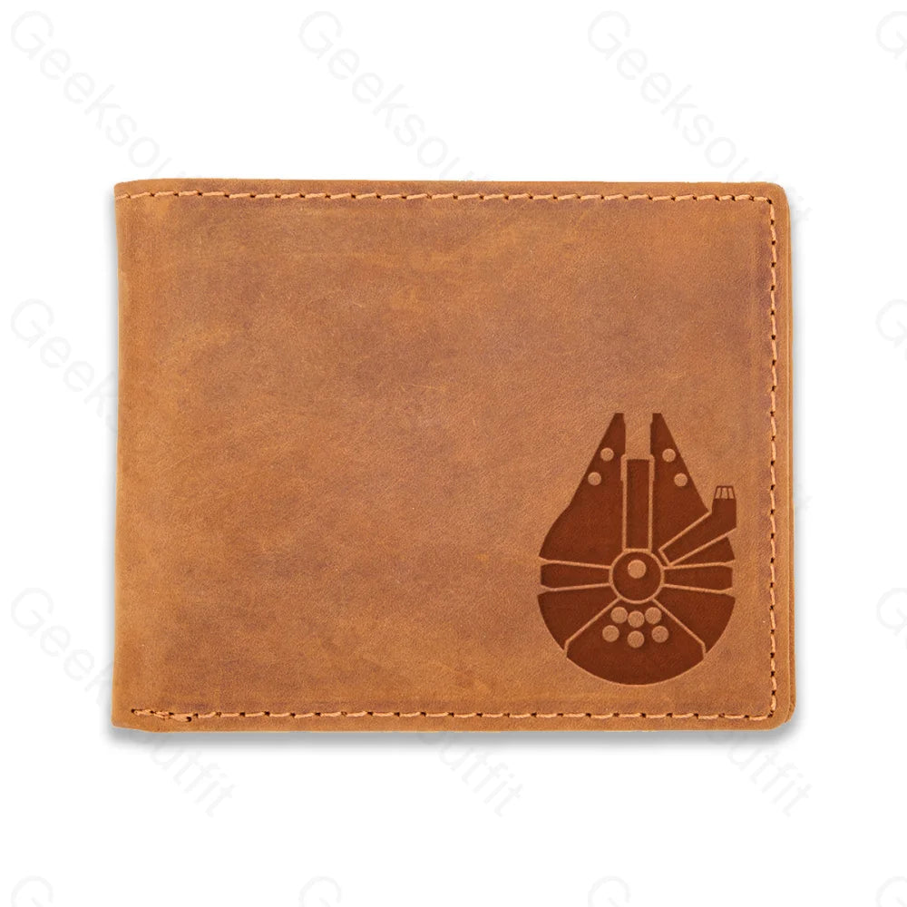 Sci-Fi Logo Engraved Leather Wallet Tan / D24