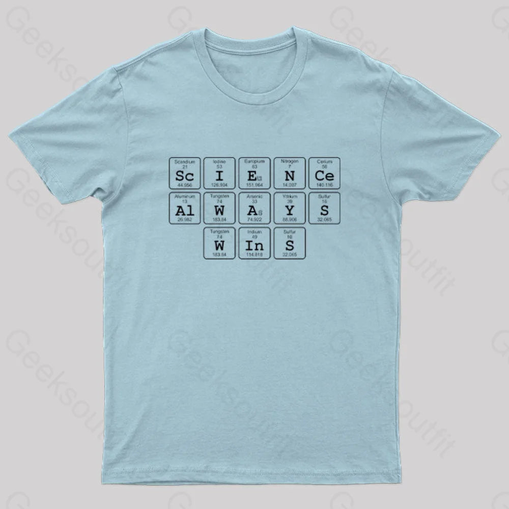 Science Always Wins Nerd T-Shirt Light Blue / S