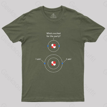 Science Chemistry Excited Electrons Atom T-Shirt Army Green / S